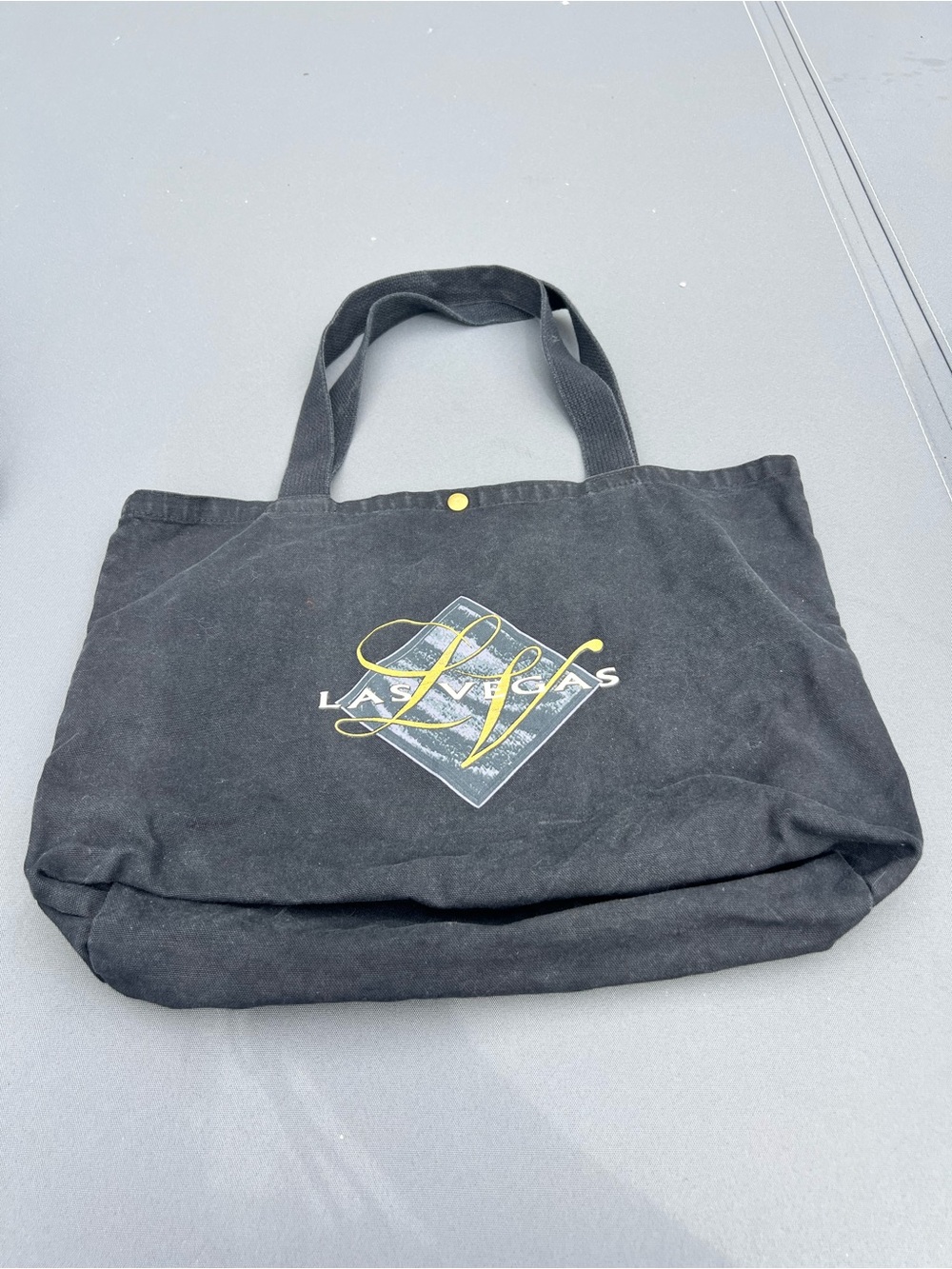 Las Vegas Black Canvas Tote Bag with Gold Accent